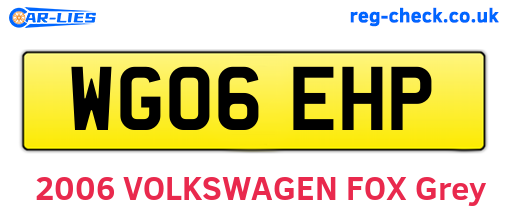 WG06EHP are the vehicle registration plates.