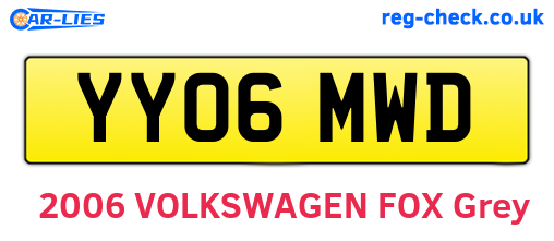 YY06MWD are the vehicle registration plates.
