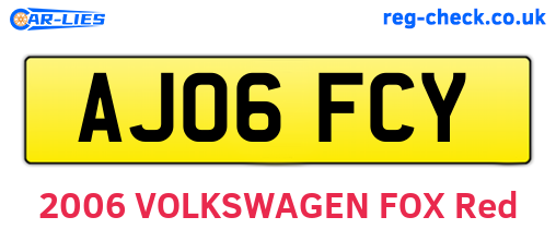 AJ06FCY are the vehicle registration plates.