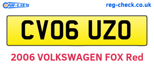 CV06UZO are the vehicle registration plates.