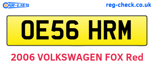OE56HRM are the vehicle registration plates.