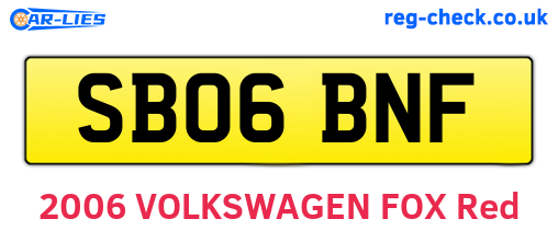 SB06BNF are the vehicle registration plates.