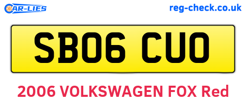 SB06CUO are the vehicle registration plates.