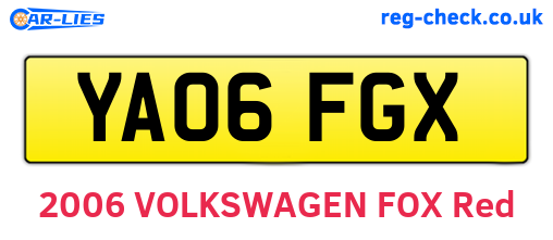 YA06FGX are the vehicle registration plates.