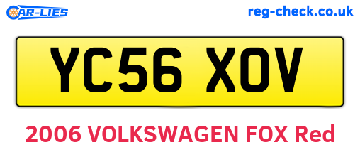 YC56XOV are the vehicle registration plates.