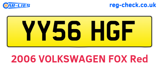 YY56HGF are the vehicle registration plates.