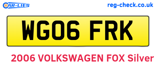WG06FRK are the vehicle registration plates.