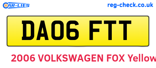 DA06FTT are the vehicle registration plates.
