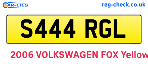 S444RGL are the vehicle registration plates.