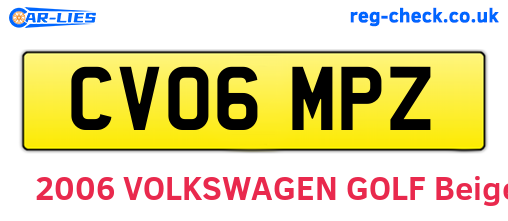 CV06MPZ are the vehicle registration plates.