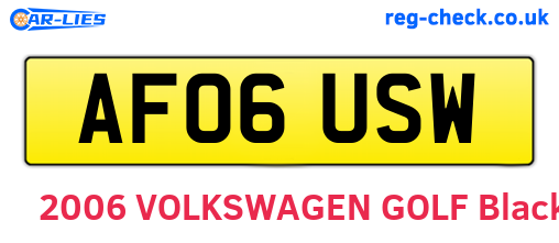 AF06USW are the vehicle registration plates.