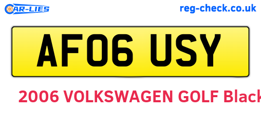 AF06USY are the vehicle registration plates.