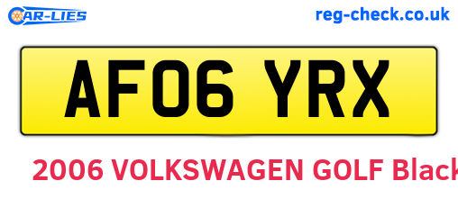 AF06YRX are the vehicle registration plates.