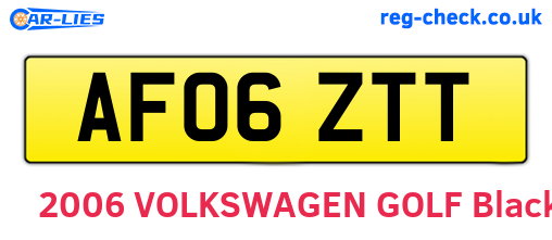 AF06ZTT are the vehicle registration plates.
