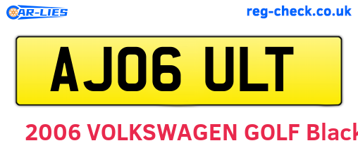AJ06ULT are the vehicle registration plates.