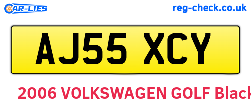 AJ55XCY are the vehicle registration plates.