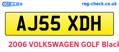 AJ55XDH are the vehicle registration plates.