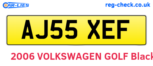 AJ55XEF are the vehicle registration plates.