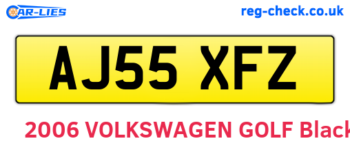 AJ55XFZ are the vehicle registration plates.