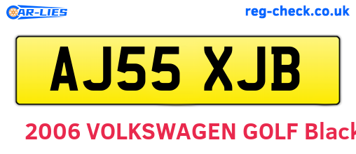 AJ55XJB are the vehicle registration plates.