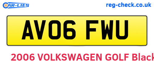 AV06FWU are the vehicle registration plates.