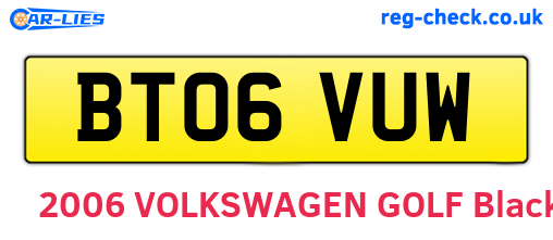 BT06VUW are the vehicle registration plates.