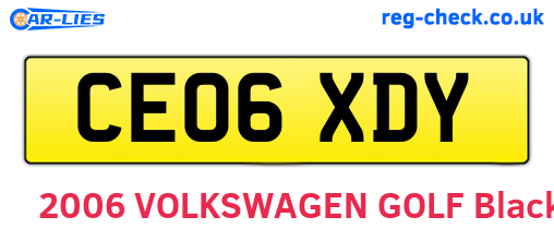CE06XDY are the vehicle registration plates.
