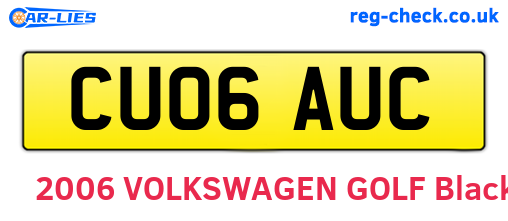CU06AUC are the vehicle registration plates.