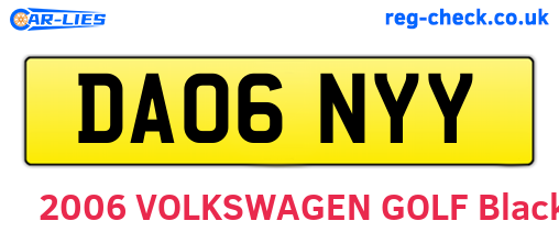 DA06NYY are the vehicle registration plates.