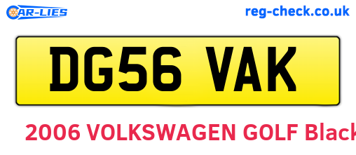 DG56VAK are the vehicle registration plates.