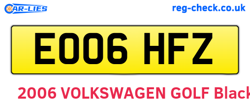 EO06HFZ are the vehicle registration plates.