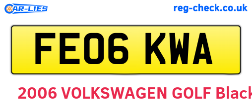 FE06KWA are the vehicle registration plates.