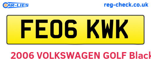 FE06KWK are the vehicle registration plates.