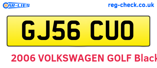 GJ56CUO are the vehicle registration plates.