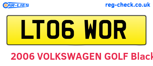 LT06WOR are the vehicle registration plates.