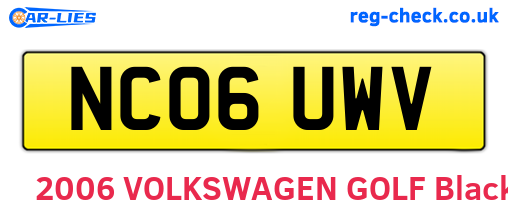 NC06UWV are the vehicle registration plates.