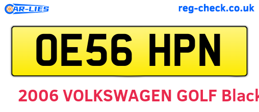 OE56HPN are the vehicle registration plates.