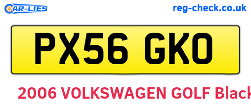 PX56GKO are the vehicle registration plates.