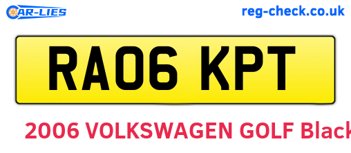 RA06KPT are the vehicle registration plates.