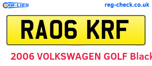RA06KRF are the vehicle registration plates.