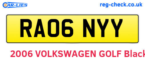 RA06NYY are the vehicle registration plates.