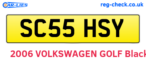 SC55HSY are the vehicle registration plates.