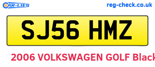 SJ56HMZ are the vehicle registration plates.