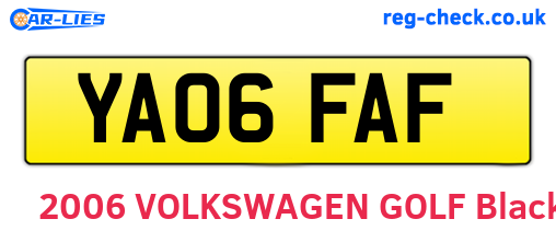 YA06FAF are the vehicle registration plates.