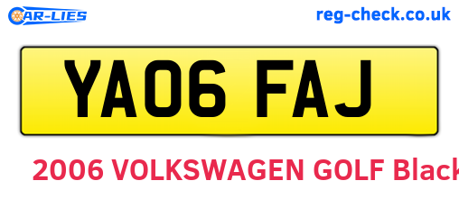 YA06FAJ are the vehicle registration plates.