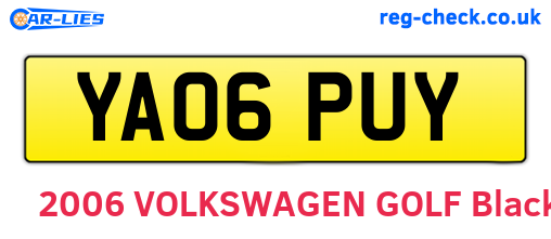 YA06PUY are the vehicle registration plates.