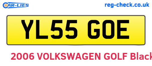 YL55GOE are the vehicle registration plates.
