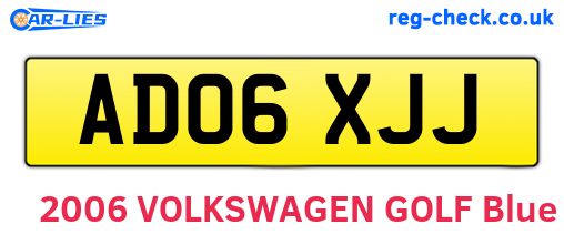 AD06XJJ are the vehicle registration plates.