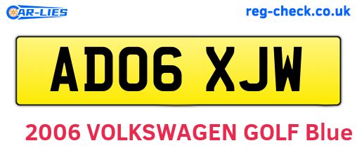 AD06XJW are the vehicle registration plates.