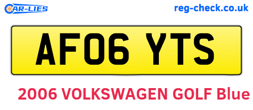 AF06YTS are the vehicle registration plates.